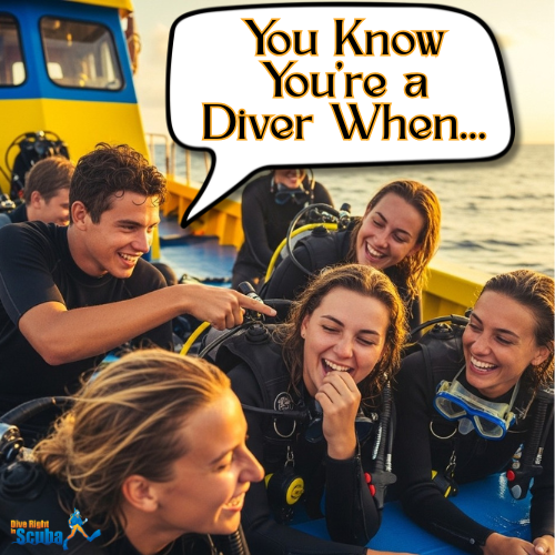 Divers laughing on a boat