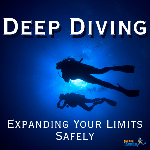 Two divers deep in the water