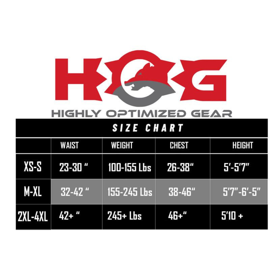 Flex Hybrid BCD Size Chart