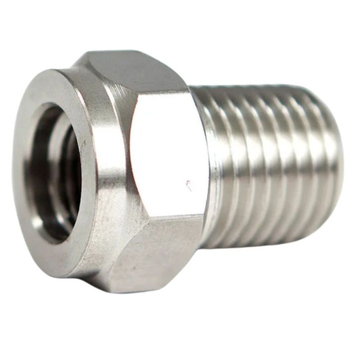Stainless Adapter 1/4” NPT Male to 3/8”-24 UNF Female
