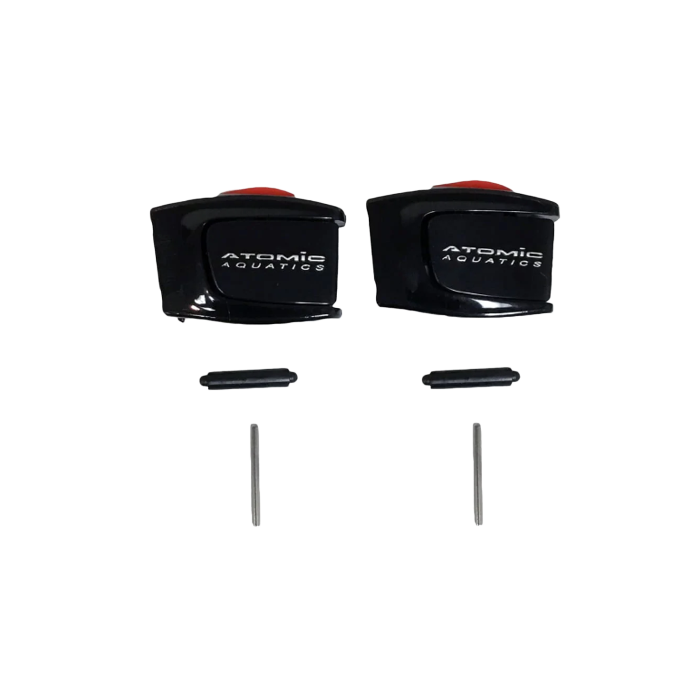 Atomic Aquatics Mask Buckle Set with Pins (Black/Red)