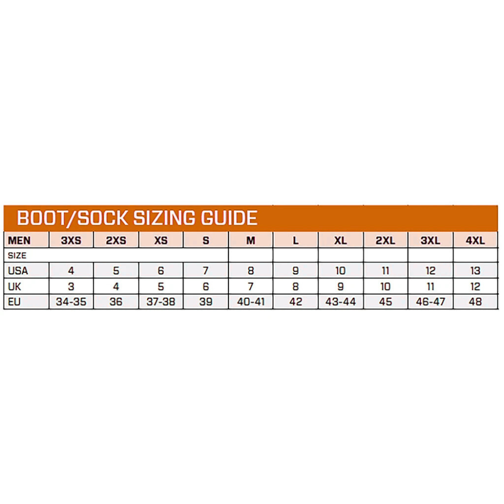 K2 Dive Socks Size Chart