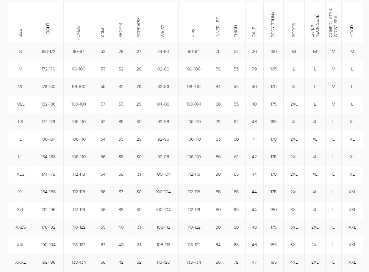 Avatar 102 AIRON Size Chart