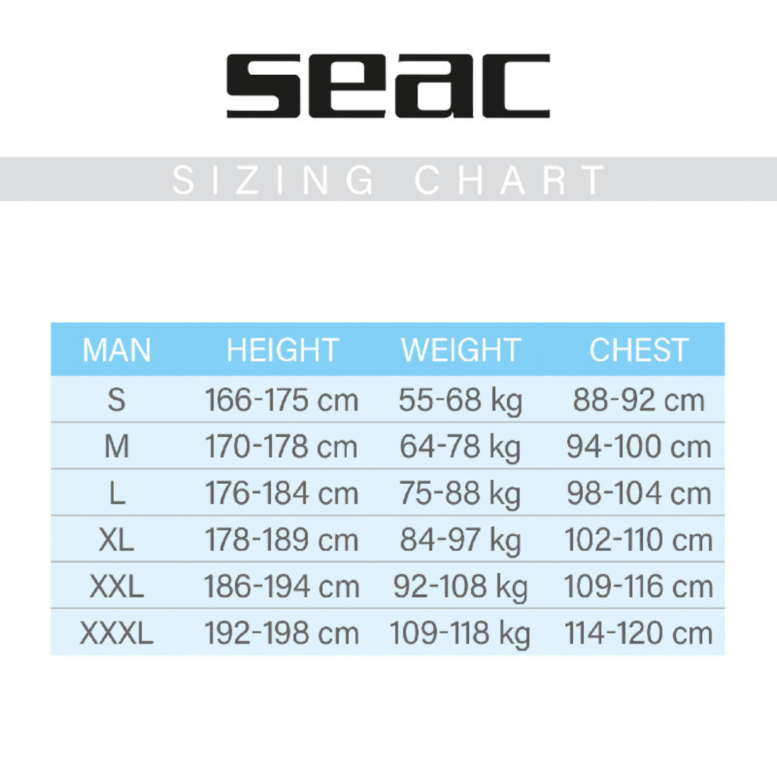 Unifleece Undergarment Size Chart