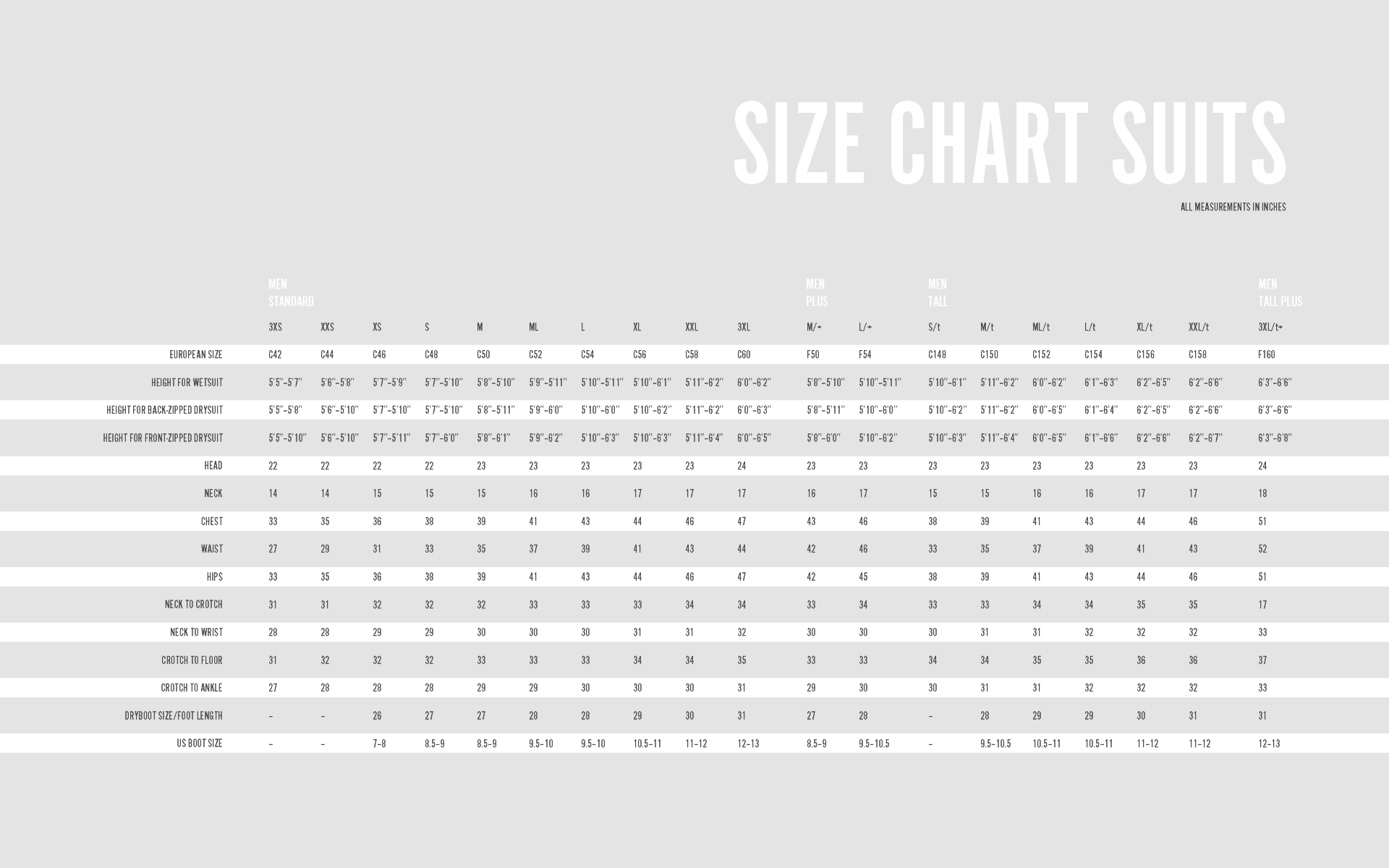 BODY X Men's Undergarment Top Size Chart