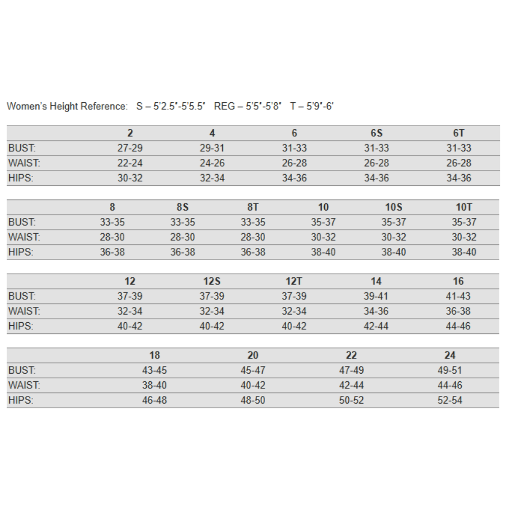 5mm Thermoprene Pro Women’s Back Zip Jumpsuit Female Size Chart