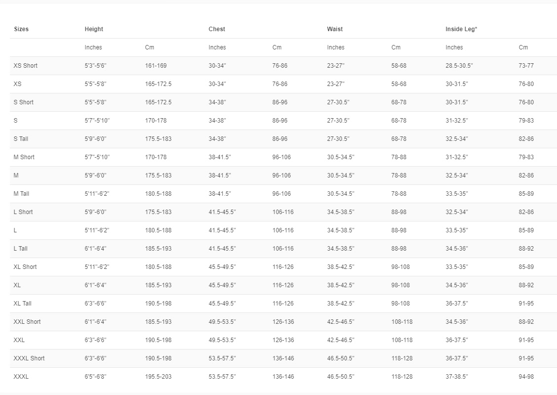 X-Core Women's Thermal Leggings (2XS & Medium, Closeout) Size Chart