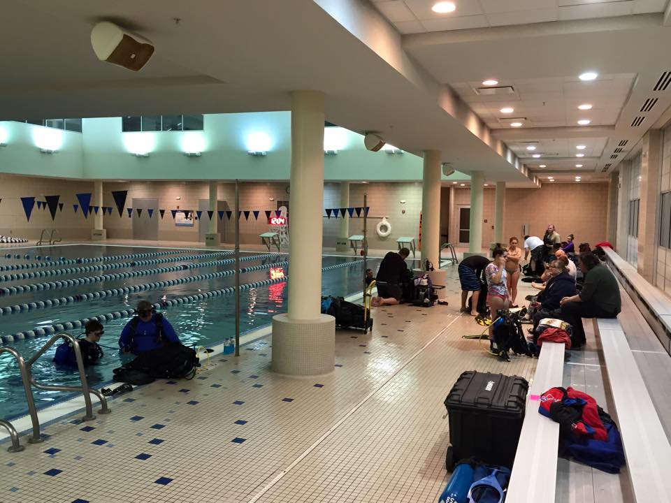 Indoor pool set up for dive training