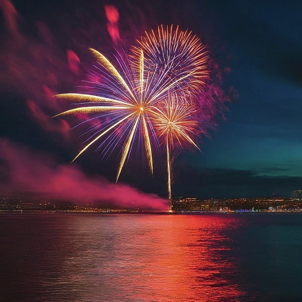 Fireworks over the water