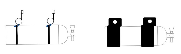 Drawing to show aux drysuit inflation