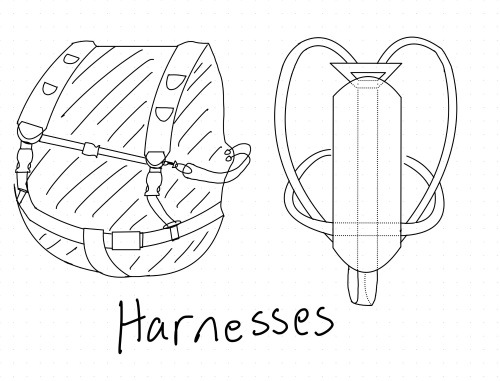 Drawing of a harness for sidemount diving