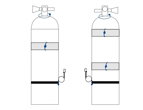 Drawing of sidemount tank configurations