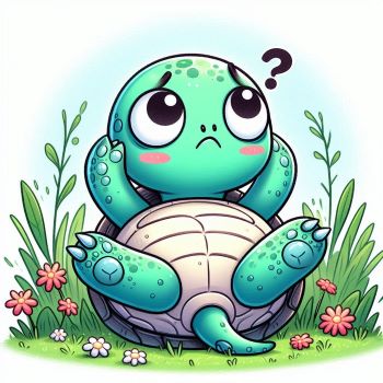 Cartoon turtle stuck on his back