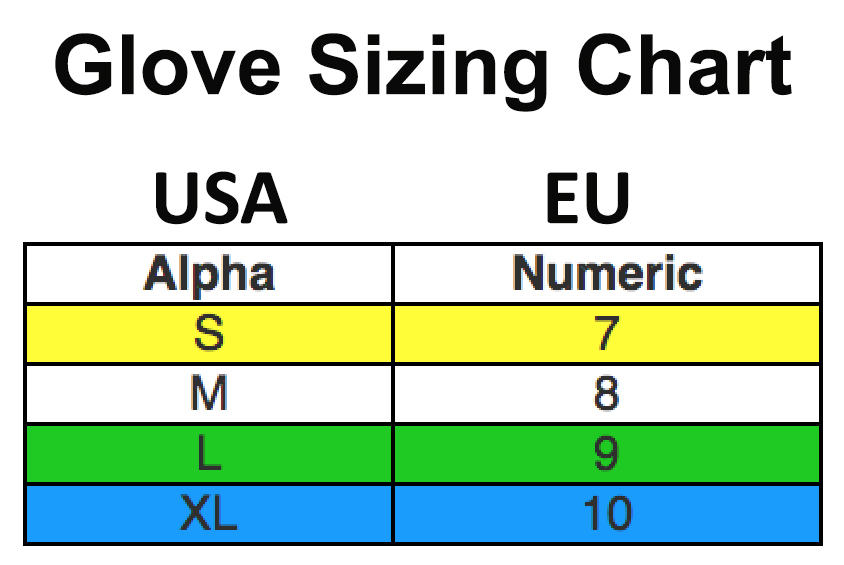 Size Chart for Super Grip Black Dry Glove