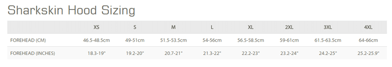 Size Chart for Chillproof Hood