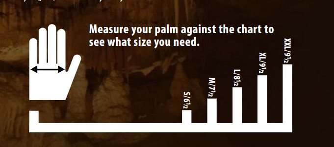Size Chart for Red Textured Heavyweight Gloves