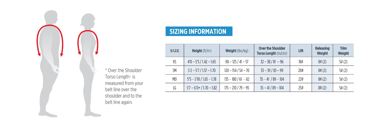 Female Size Chart for Luna Women's BCD