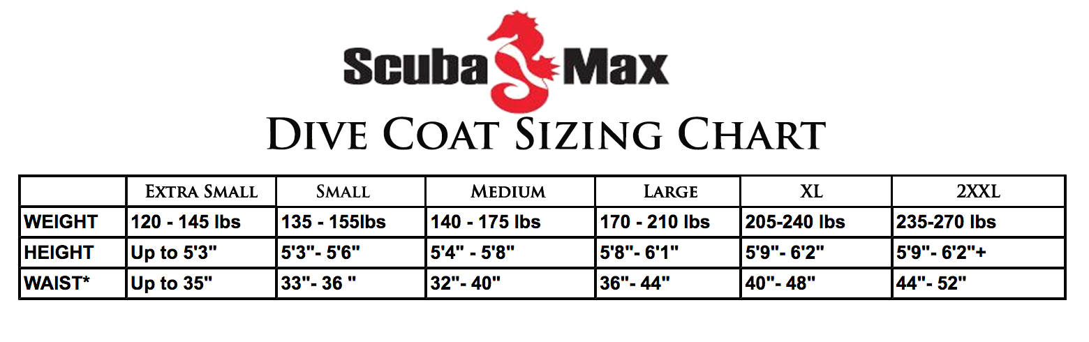 Size Chart for Fleece-Lined Dive Coat