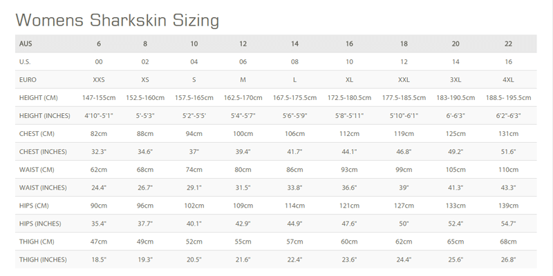 Female Size Chart for Women's Chillproof Short Sleeve Top (Closeout)